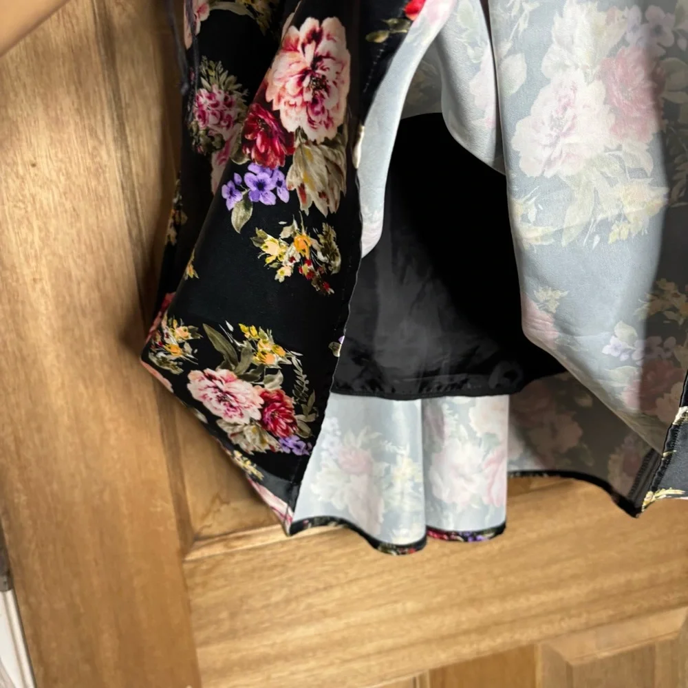 Women’s la robe‎ Floral boutique Black midi shirt size s
